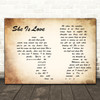 Oasis She Is Love Man Lady Couple Song Lyric Quote Music Print