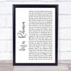 Simon & Garfunkel Mrs. Robinson White Script Song Lyric Quote Music Print