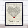 Ariana Grande Thank u, next Script Heart Song Lyric Quote Music Print