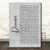 Ozzy Osbourne Dreamer Grey Rustic Script Song Lyric Quote Music Print