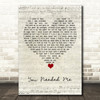 Anne Murray You Needed Me Script Heart Song Lyric Quote Music Print