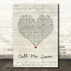 Sam Fender Call Me Lover Script Heart Song Lyric Quote Music Print