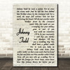 Bob Dylan Johnny Todd Vintage Script Song Lyric Quote Music Print
