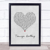 Wheatus Teenage Dirtbag Grey Heart Song Lyric Quote Music Print