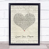 JLS Love You More Script Heart Song Lyric Quote Music Print