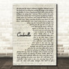 Steven Curtis Chapman Cinderella Vintage Script Song Lyric Quote Music Print