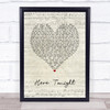 Brett Young Here Tonight Script Heart Song Lyric Quote Music Poster Print