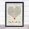 Black Stone Cherry Won't Let Go Script Heart Song Lyric Quote Music Print