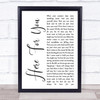 Neil Young Here For You White Script Song Lyric Quote Music Print