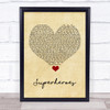 The Script Superheroes Vintage Heart Song Lyric Quote Music Print