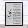 Volbeat Fallen Grey Rustic Script Song Lyric Quote Music Print