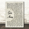 Five Finger Death Punch Gone Away Vintage Script Song Lyric Quote Music Print
