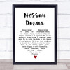 Luciano Pavarotti Nessun Dorma White Heart Song Lyric Quote Music Print