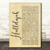 Leonard Cohen Hallelujah Rustic Script Song Lyric Quote Music Print