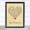 James Taylor My Romance Vintage Heart Song Lyric Quote Music Print