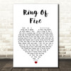 Johnny Cash Ring Of Fire White Heart Song Lyric Quote Music Print