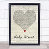 Architechs Body Groove Script Heart Song Lyric Quote Music Print