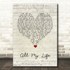 Evan Dando All My Life Script Heart Song Lyric Quote Music Print