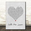 Sam Fender Call Me Lover Grey Heart Song Lyric Quote Music Print
