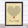 New Order True Faith Vintage Heart Song Lyric Quote Music Print