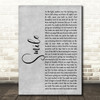 Sixx AM Smile Grey Rustic Script Song Lyric Quote Music Print