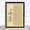 Oasis Slide Away Rustic Script Song Lyric Quote Music Print