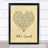 Neil Sedaka Oh! Carol Vintage Heart Song Lyric Quote Music Poster Print