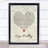 Carrie Underwood Cry Pretty Script Heart Song Lyric Quote Music Print