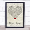 Backstreet Boys Never Gone Script Heart Song Lyric Quote Music Print