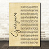 Irish Folk Song Garryowen Rustic Script Song Lyric Quote Music Print