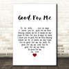 Above & Beyond Good For Me White Heart Song Lyric Quote Music Print