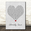 Kelly Clarkson Already Gone Grey Heart Song Lyric Quote Music Print