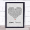 Lucy Spraggan Paper Dreams Grey Heart Song Lyric Quote Music Print
