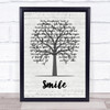 Nat King Cole Smile Music Script Tree Song Lyric Quote Music Print