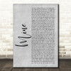 Taylor Swift Mine Grey Rustic Script Song Lyric Quote Music Print