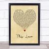 Maroon 5 This Love Vintage Heart Song Lyric Quote Music Print