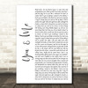 Yelawolf You and Me White Script Song Lyric Quote Music Print