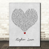 Kygo & Whitney Houston Higher Love Grey Heart Song Lyric Quote Music Print