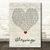 Florida Georgia Line Blessings Script Heart Song Lyric Quote Music Print