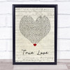 P!nk ft. Lily Allen True Love Script Heart Song Lyric Quote Music Print