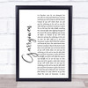 Irish Folk Song Garryowen White Script Song Lyric Quote Music Print