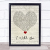 Avril Lavigne I Will Be Script Heart Song Lyric Quote Music Print