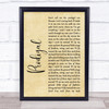 Blacktop Mojo Prodigal Rustic Script Song Lyric Quote Music Print