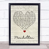 Kings Of Leon Manhattan Script Heart Song Lyric Quote Music Print