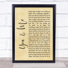The Wannadies You & Me Rustic Script Song Lyric Quote Music Print