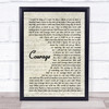 Celine Dion Courage Vintage Script Song Lyric Quote Music Print