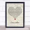 Macaco Coincidir Script Heart Song Lyric Quote Music Print