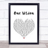 Queen One Vision White Heart Song Lyric Quote Music Print