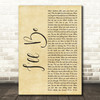 Reba McEntire I'll Be Rustic Script Song Lyric Quote Music Print