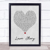 Taylor Swift Love Story Grey Heart Song Lyric Quote Music Print